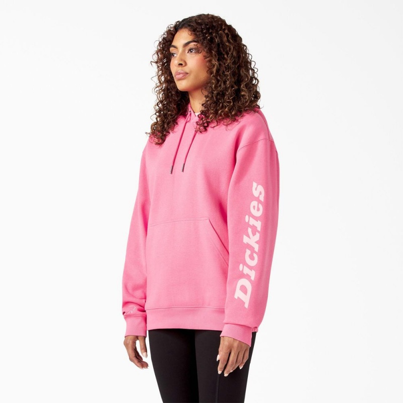 Pink Dickies Breast Cancer Awareness Logo Women's Hoodie | 573-WXQYKB