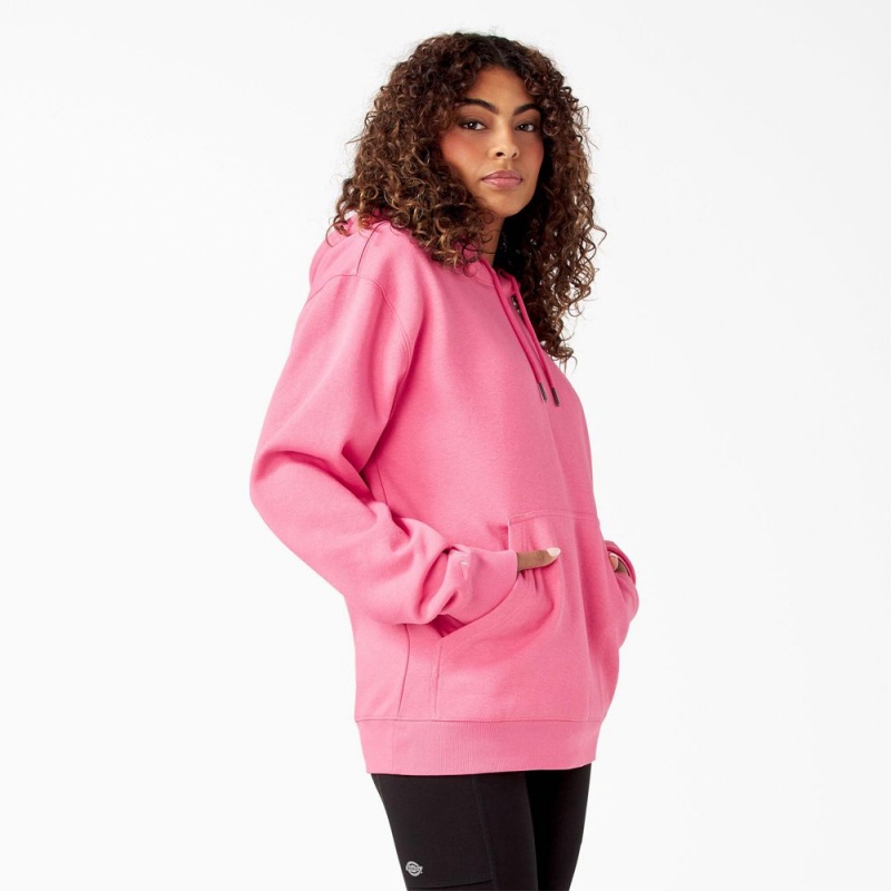 Pink Dickies Breast Cancer Awareness Logo Women's Hoodie | 573-WXQYKB