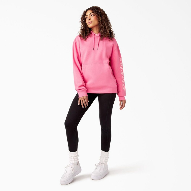 Pink Dickies Breast Cancer Awareness Logo Women's Hoodie | 573-WXQYKB