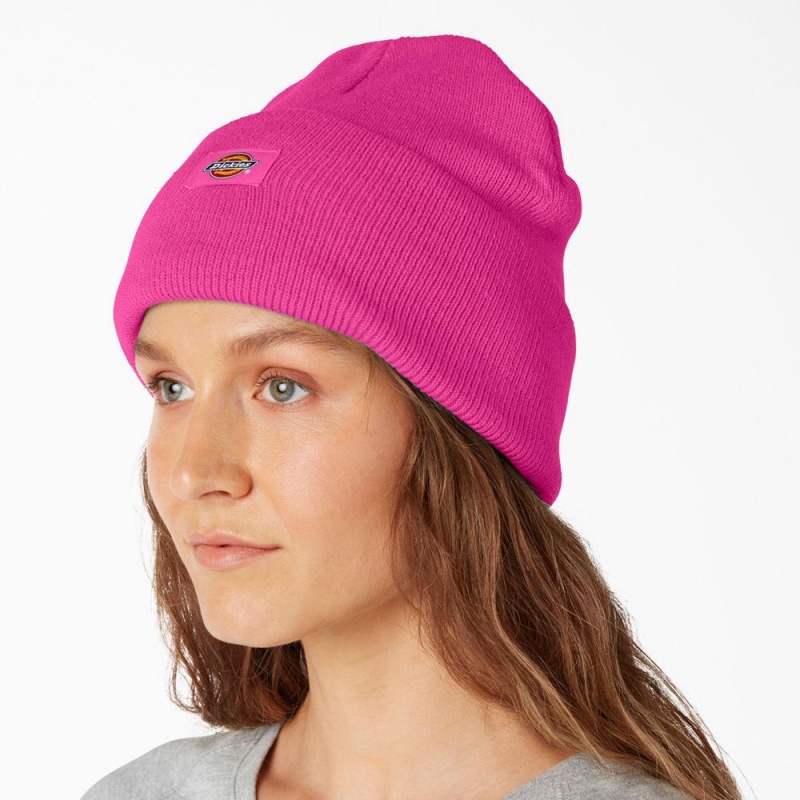 Pink Dickies Cuffed Knit Men's Beanie | 570-WLGAOZ