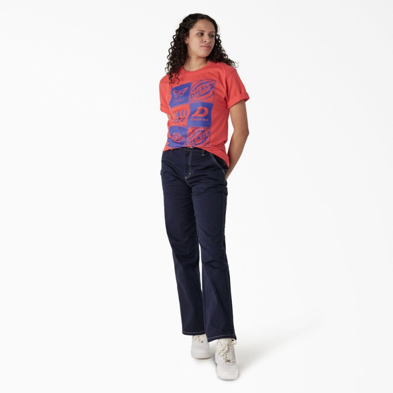 Pink Dickies Graphic Band Women's T-Shirt | 601-BWEJUM