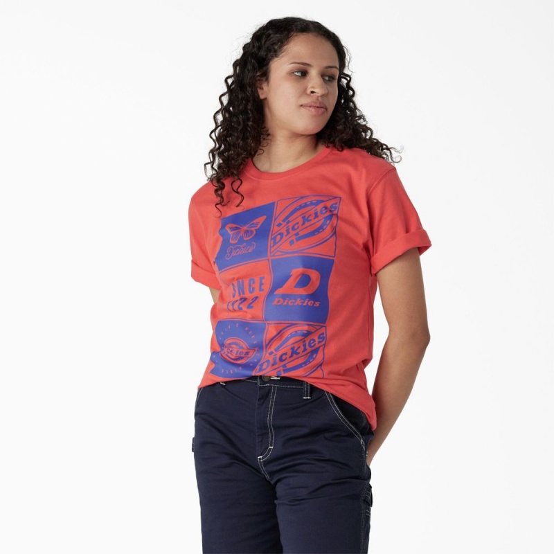 Pink Dickies Graphic Band Women\'s T-Shirt | 601-BWEJUM