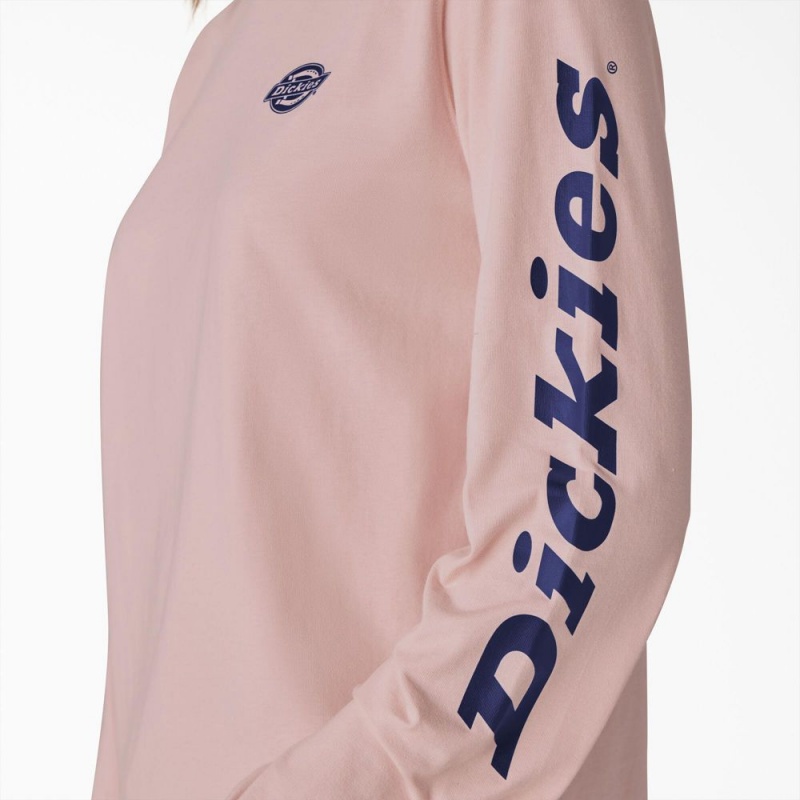 Pink Dickies Long Sleeve Heavyweight Graphic Women's T-Shirt | 618-PVJGDK