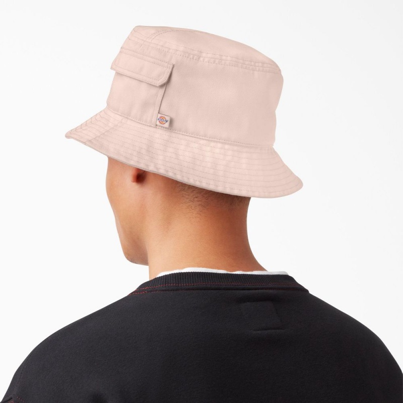 Pink Dickies Script Logo Bucket Men's Hat | 036-CVZANB