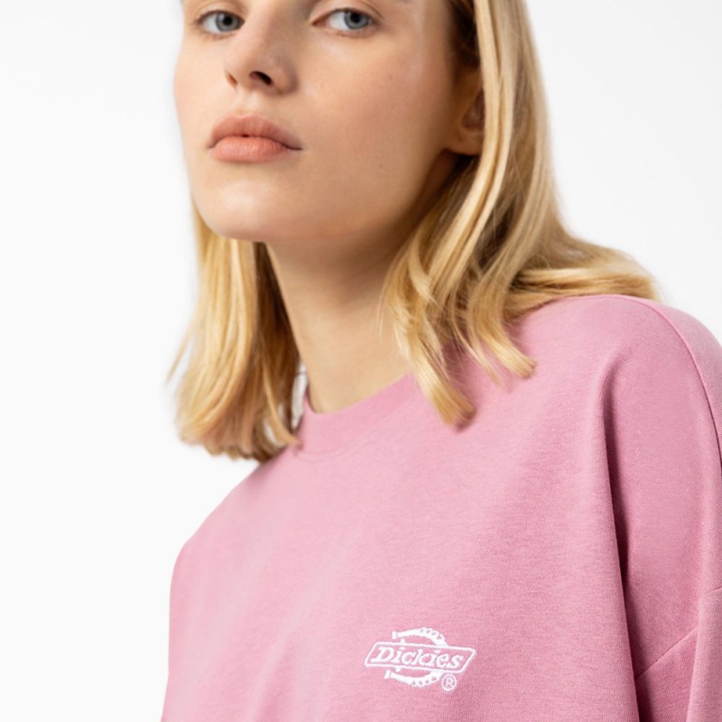 Pink Dickies Summerdale Long Sleeve Women's T-Shirt | 425-HJMXLB