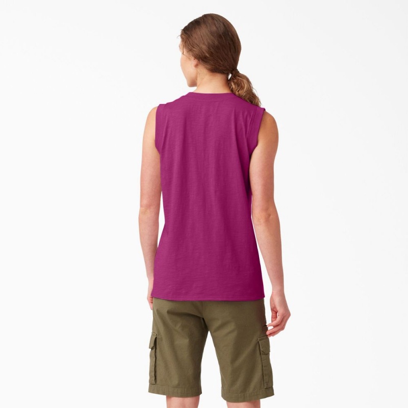 Purple Dickies Classic Women's Tank Top | 483-RNCDKX