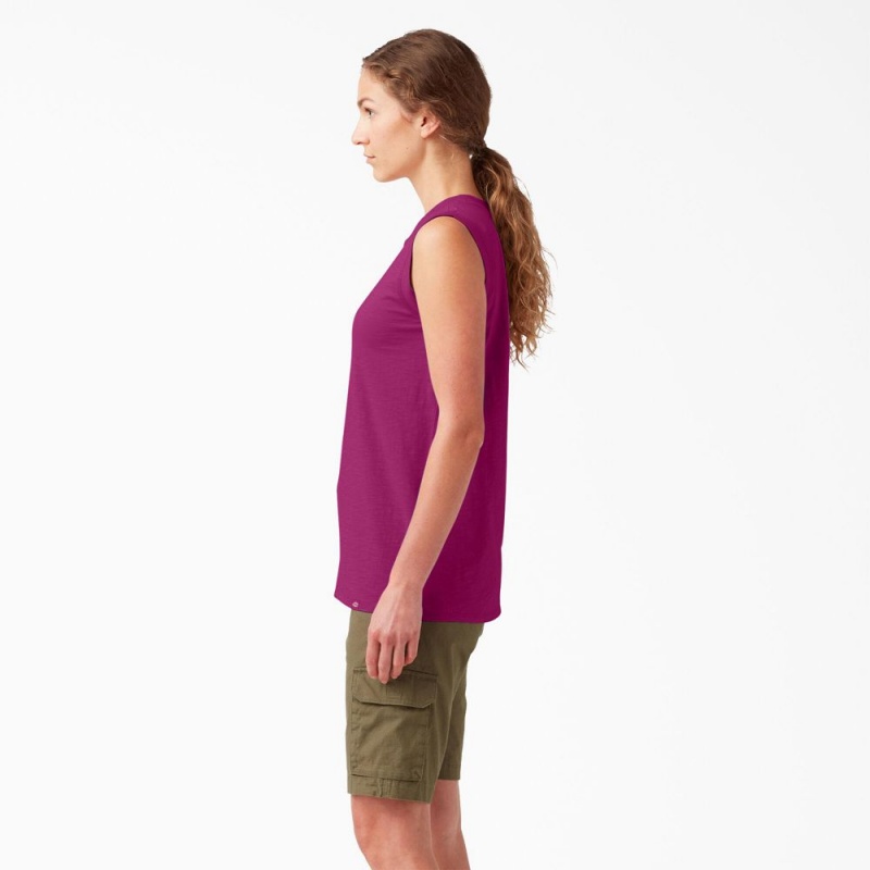 Purple Dickies Classic Women's Tank Top | 483-RNCDKX