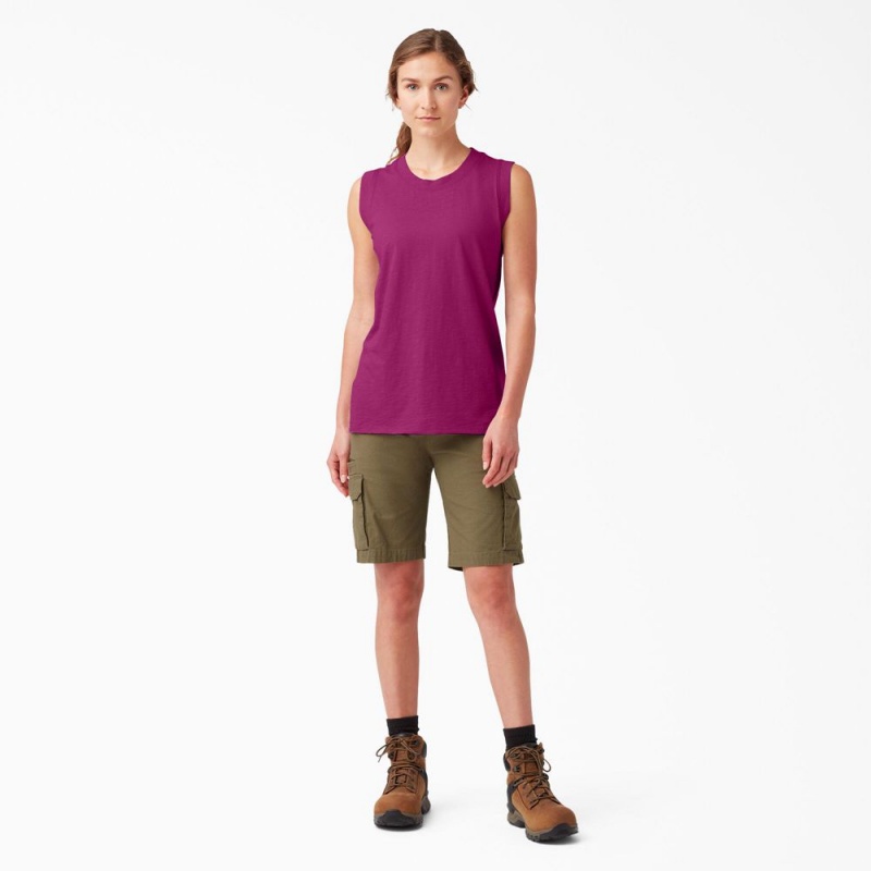 Purple Dickies Classic Women's Tank Top | 483-RNCDKX