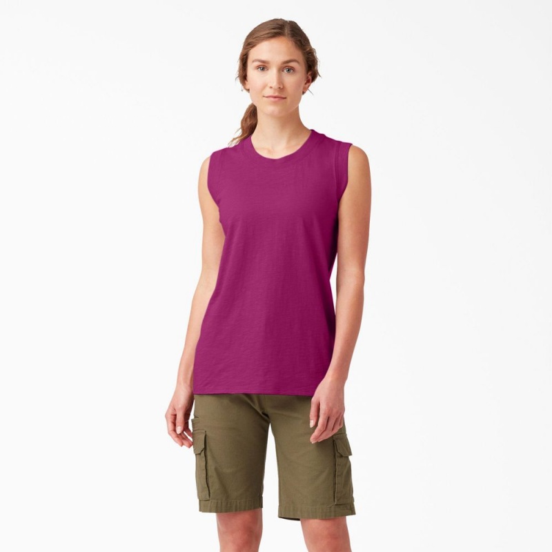 Purple Dickies Classic Women\'s Tank Top | 483-RNCDKX