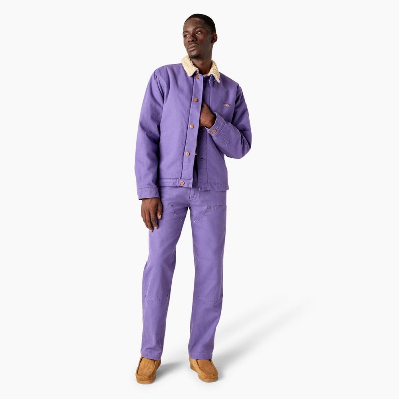 Purple Dickies Duck Canvas High Pile Fleece Men's Jacket | 970-EXVMNL