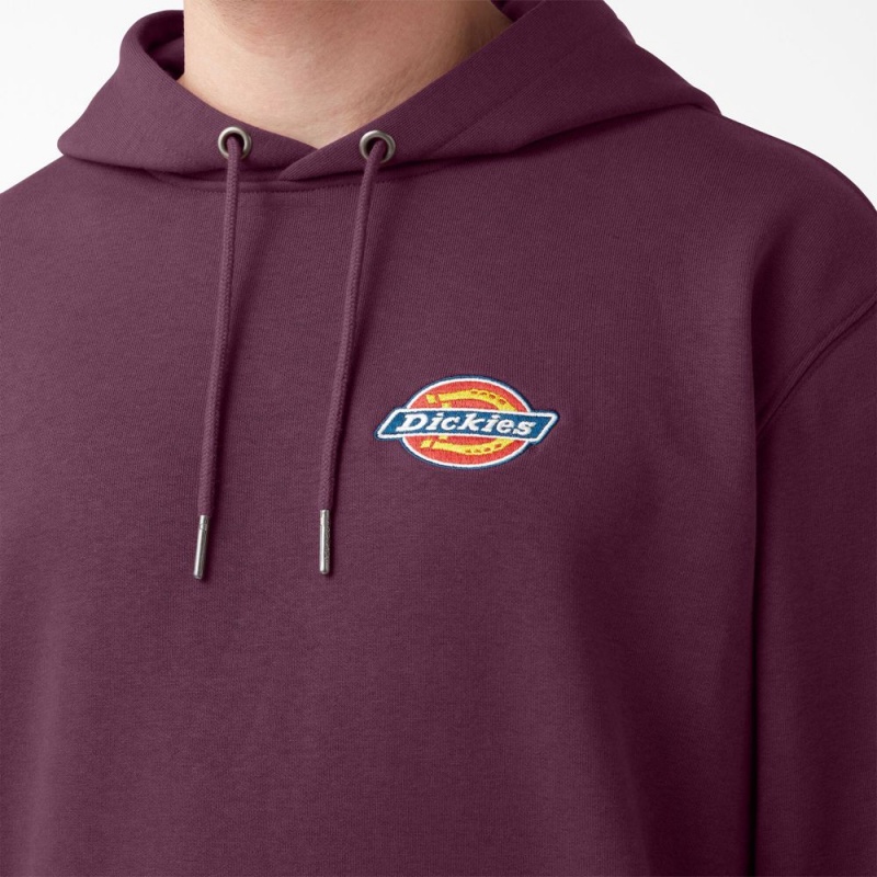 Purple Dickies Fleece Embroidered Chest Logo Men's Hoodie | 892-LBAZXT