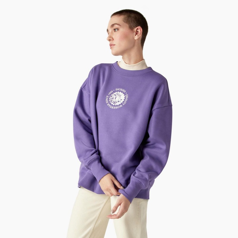 Purple Dickies Garden Plain Women's Sweatshirt | 620-WSEMAI