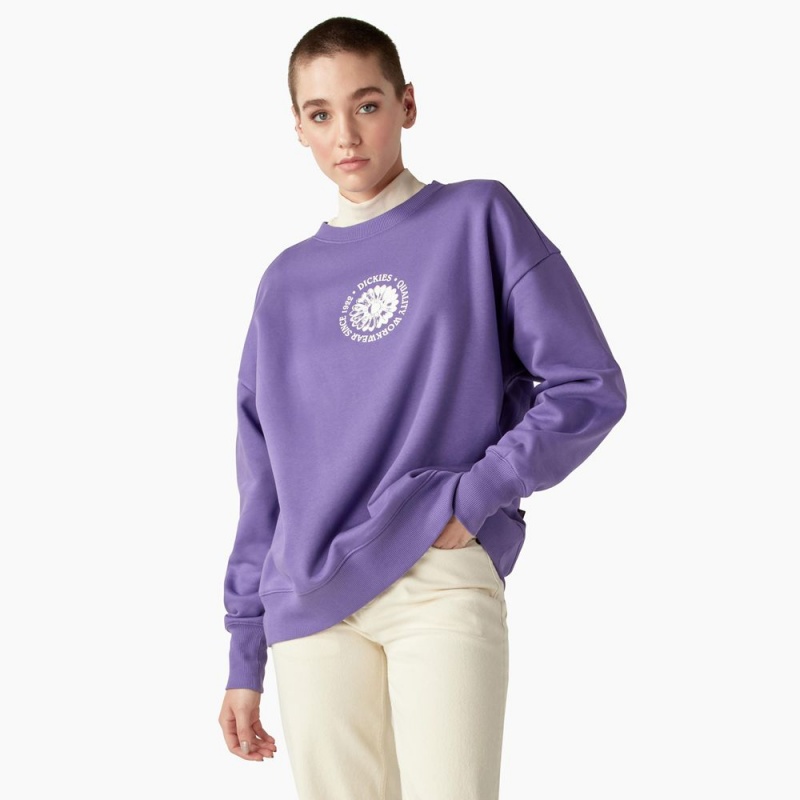 Purple Dickies Garden Plain Women\'s Sweatshirt | 620-WSEMAI