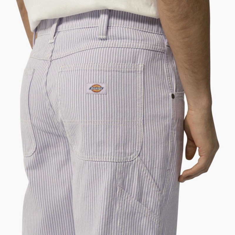 Purple Dickies Garyville Regular Fit Hickory Stripe Carpenter Men's Pants | 731-NRBSEA