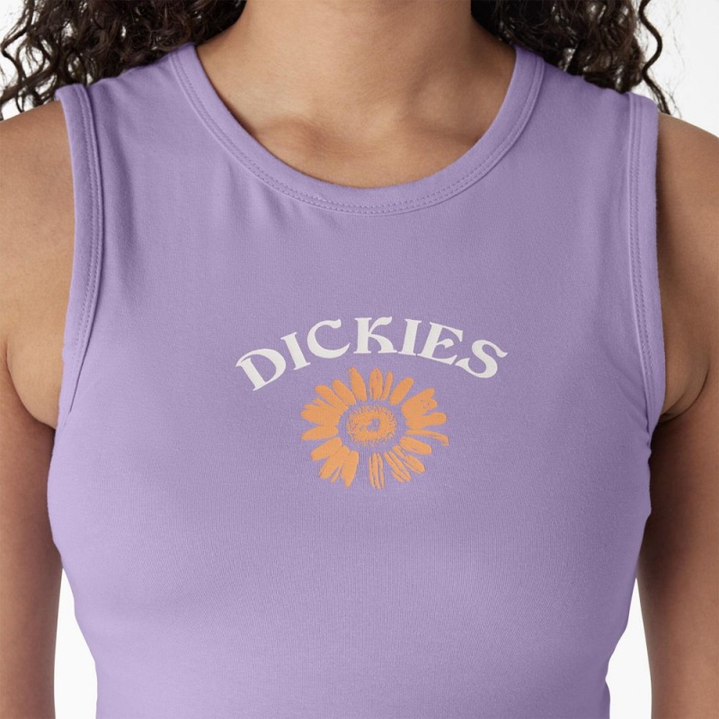 Purple Dickies Graphic Cropped Women's Tank Top | 509-TPUEHS