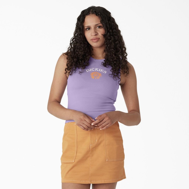 Purple Dickies Graphic Cropped Women\'s Tank Top | 509-TPUEHS