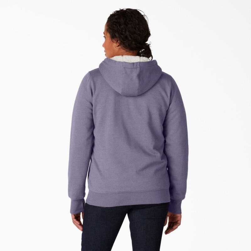 Purple Dickies High Pile Fleece Lined Women's Hoodie | 791-IDPZOR