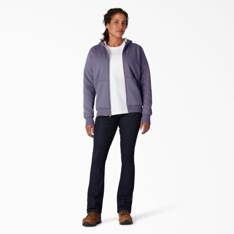 Purple Dickies High Pile Fleece Lined Women's Hoodie | 791-IDPZOR