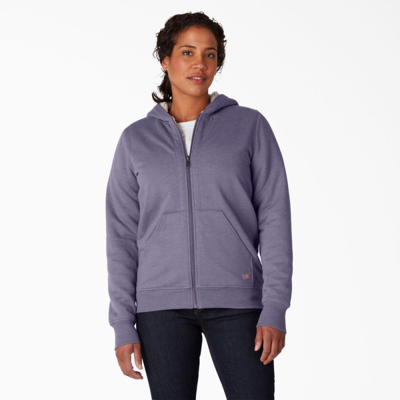 Purple Dickies High Pile Fleece Lined Women\'s Hoodie | 791-IDPZOR