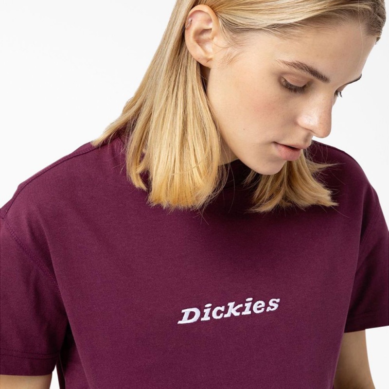 Purple Dickies Loretto Cropped Women's T-Shirt | 417-EUVGBX