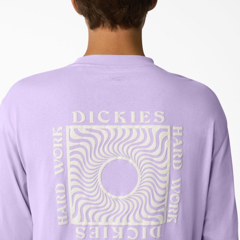 Purple Dickies Oatfield Long Sleeve Men's T-Shirt | 608-MDRNLH