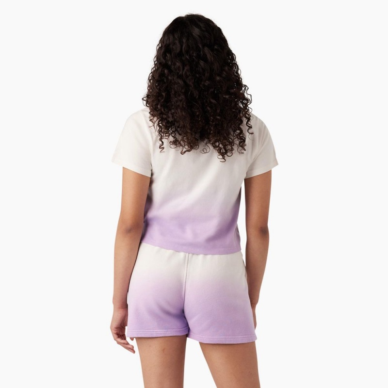 Purple Dickies Ombre Cropped Women's T-Shirt | 270-IZJCOV