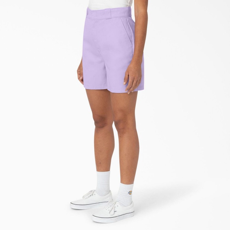 Purple Dickies Phoenix Women's Shorts | 839-DWYBNE