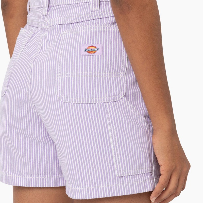 Purple Dickies Regular Fit Hickory Stripe Women's Shorts | 275-GCYHEZ