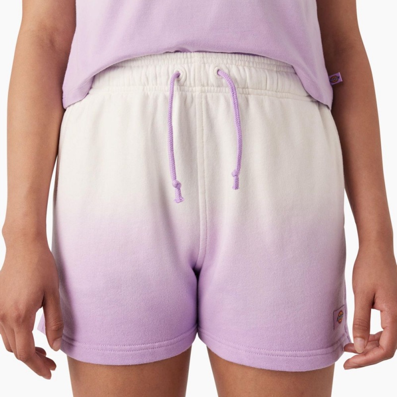 Purple Dickies Relaxed Fit Ombre Knit Women's Shorts | 689-IEZSGX