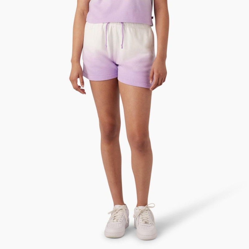 Purple Dickies Relaxed Fit Ombre Knit Women\'s Shorts | 689-IEZSGX