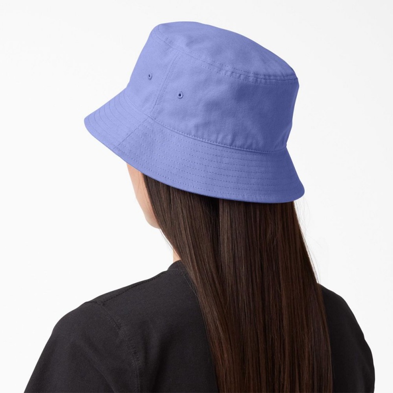 Purple Dickies Script Logo Canvas Bucket Women's Hat | 756-NCZMSF