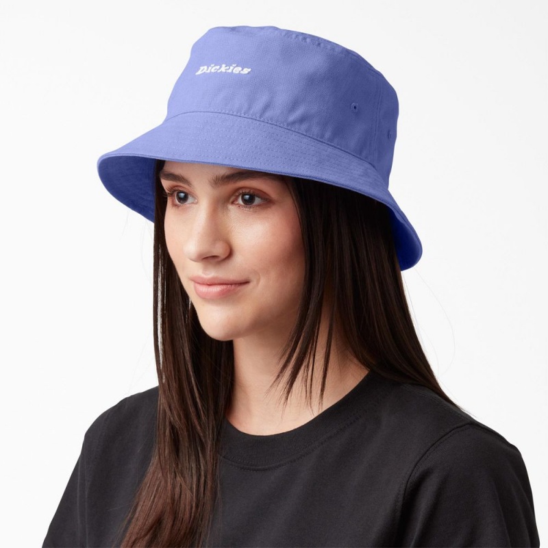 Purple Dickies Script Logo Canvas Bucket Women\'s Hat | 756-NCZMSF