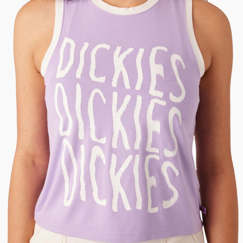 Purple Dickies Sporty Graphic Women's Tank Top | 790-RAFECG