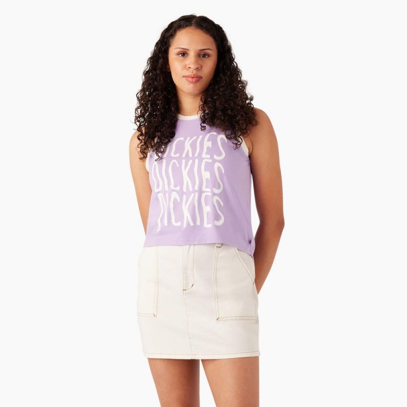 Purple Dickies Sporty Graphic Women\'s Tank Top | 790-RAFECG