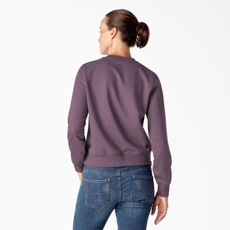 Purple Dickies Water Repellent Logo Women's Sweatshirt | 985-AKVXCU