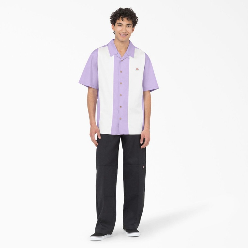 Purple Dickies Westover Short Sleeve Men's Shirt | 203-SOLKRY