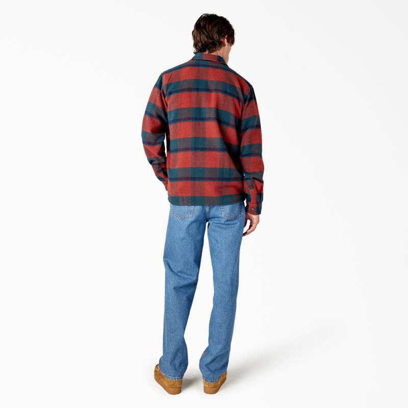 Red Dickies Coaling Wool Blend Men's Shirt | 752-PYQAEO