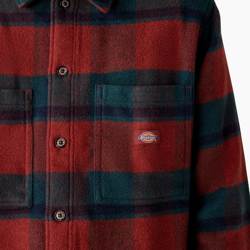 Red Dickies Coaling Wool Blend Men's Shirt | 752-PYQAEO