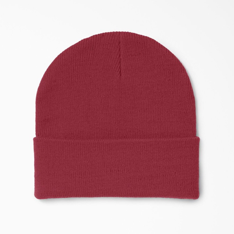 Red Dickies Cuffed Knit Women's Beanie | 813-KJUFPN