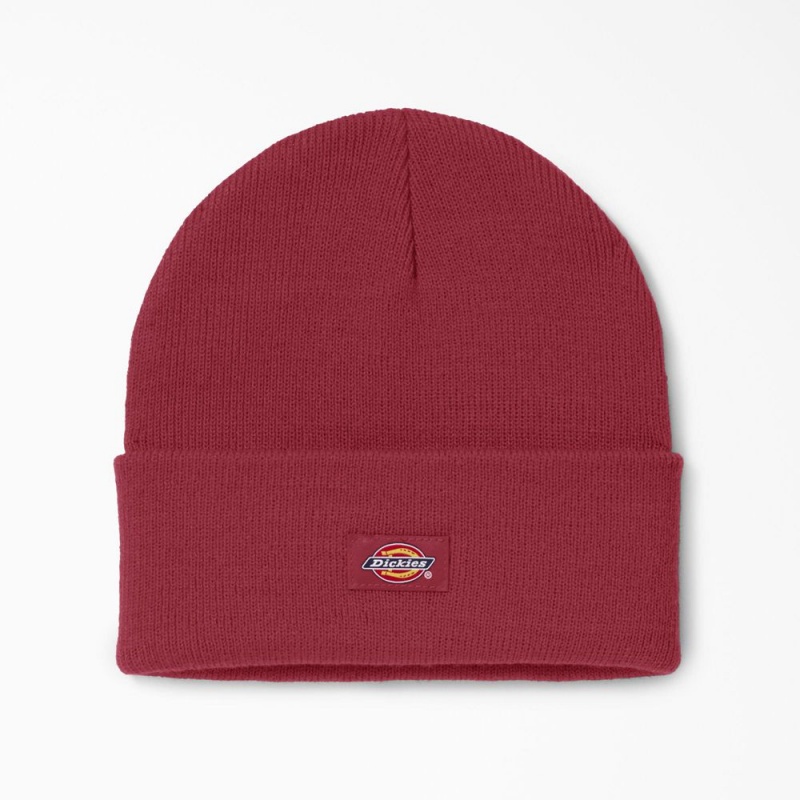 Red Dickies Cuffed Knit Women\'s Beanie | 813-KJUFPN