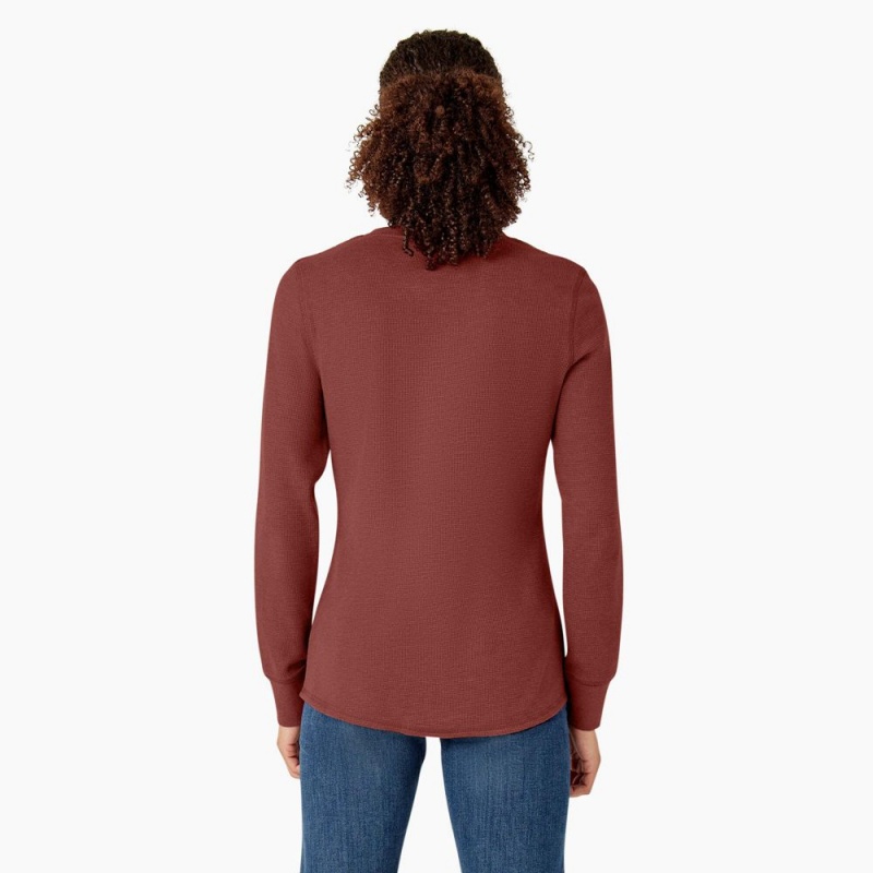 Red Dickies Long Sleeve Thermal Women's T-Shirt | 352-XAPMKF