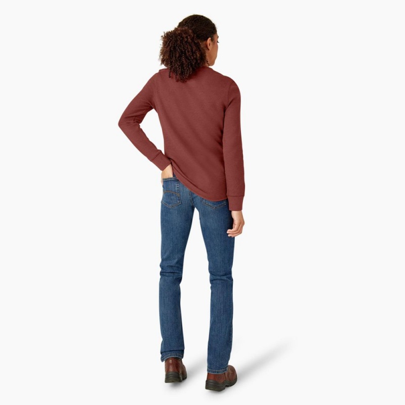 Red Dickies Long Sleeve Thermal Women's T-Shirt | 352-XAPMKF