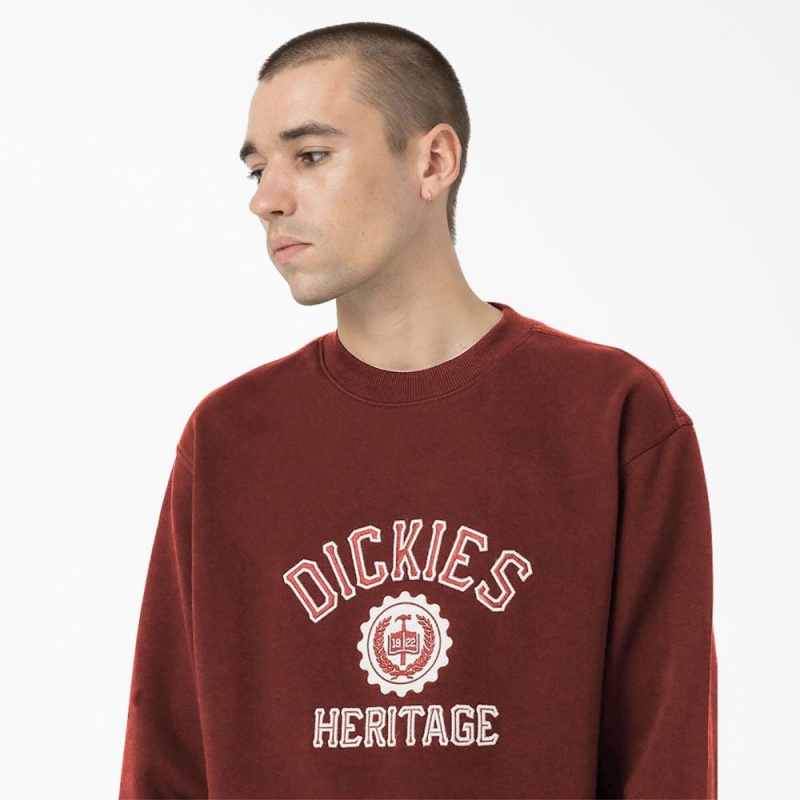 Red Dickies Oxford Graphic Men's Sweatshirt | 902-ENPLYM