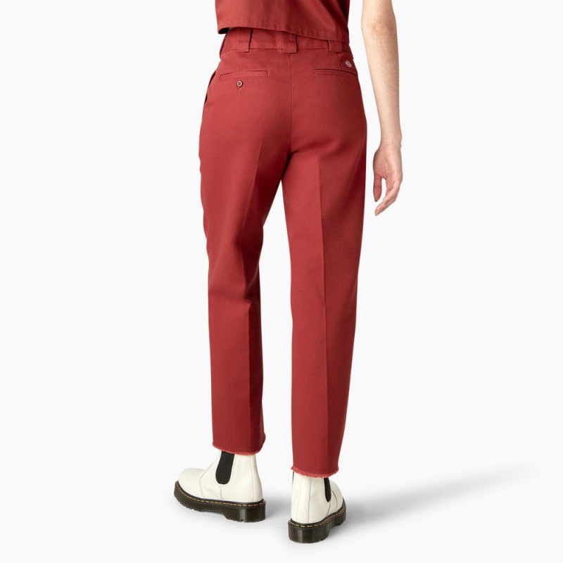 Red Dickies Regular Fit Cropped Women's Pants | 058-KZYTLN