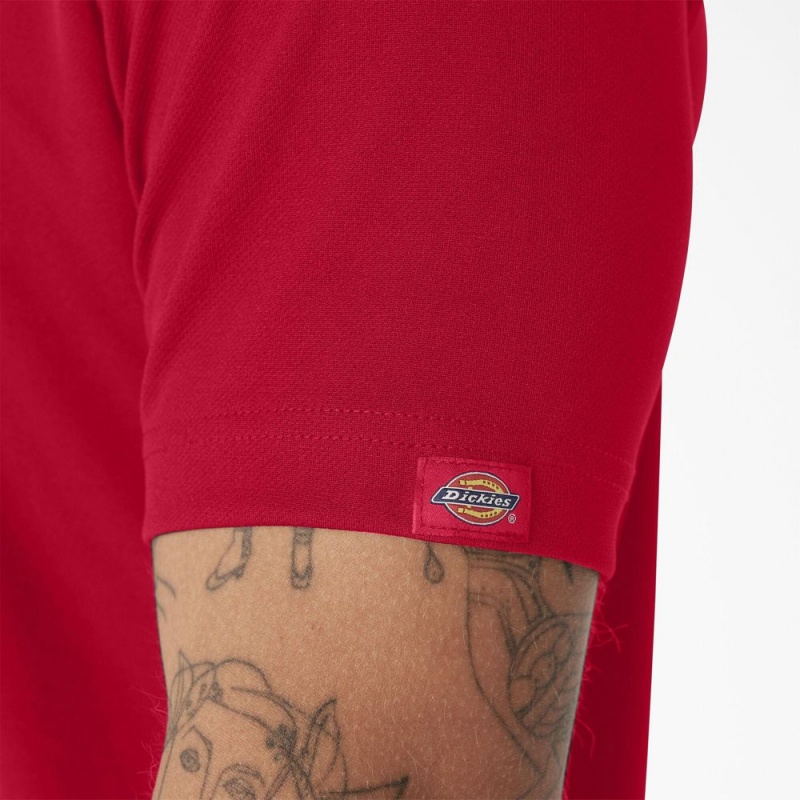 Red Dickies Short Sleeve Performance Men's Polo Shirt | 653-PZUTDA