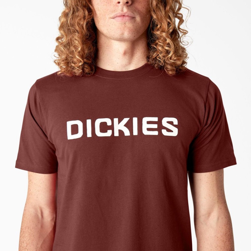 Red Dickies Skateboarding Logo Men's T-Shirt | 580-CJRUBO