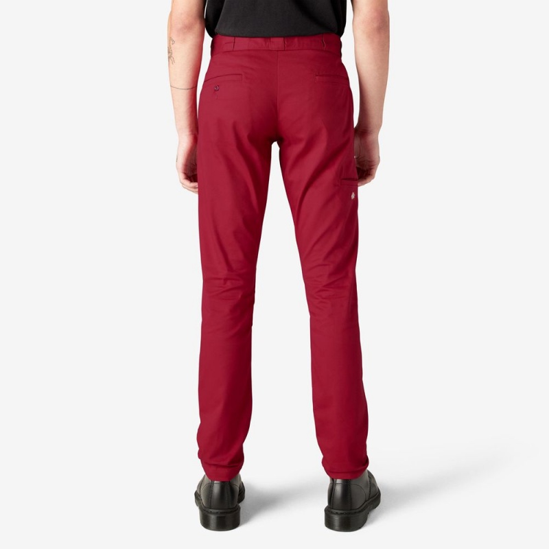 Red Dickies Skinny Fit Double Knee Men's Work Pants | 163-HLAIFB