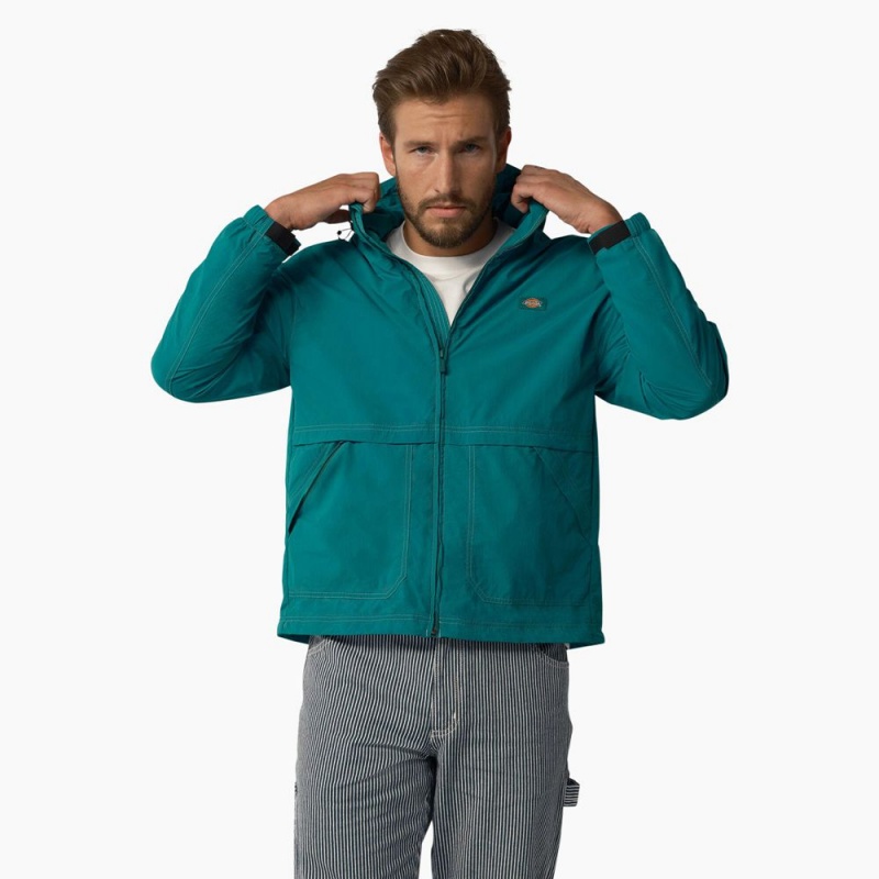 Turquoise Dickies Jackson Windbreaker Men\'s Jacket | 903-XMTEHY