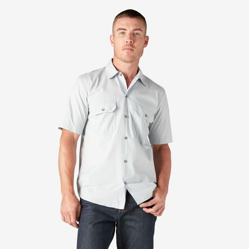 White Dickies 1922 Short Sleeve Men\'s Work Shirts | 951-CYMJTL