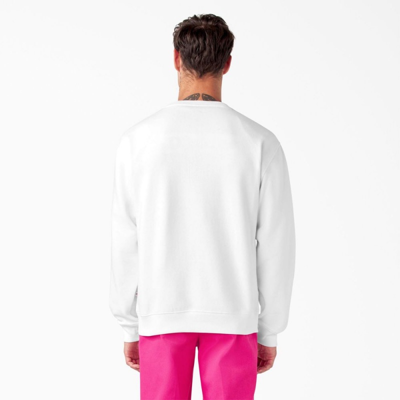 White Dickies Breast Cancer Awareness Logo Men's Sweatshirt | 938-KWZMUS